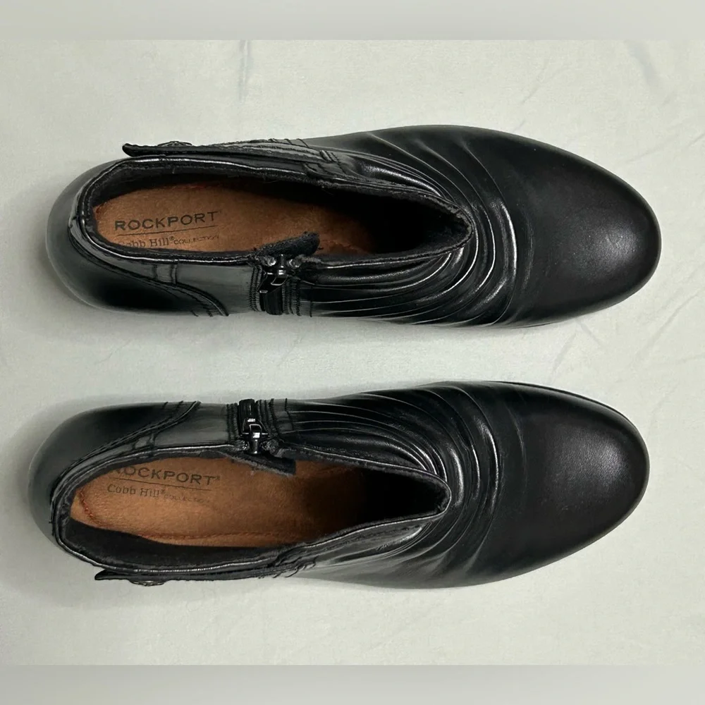 Rockport / Cobb Hill Black Abilene Ankle Booties with Floral Detail - 9.5M - Picture 6 of 8